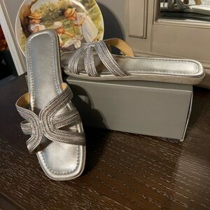 Elegant Silver Women's Slide Sandals